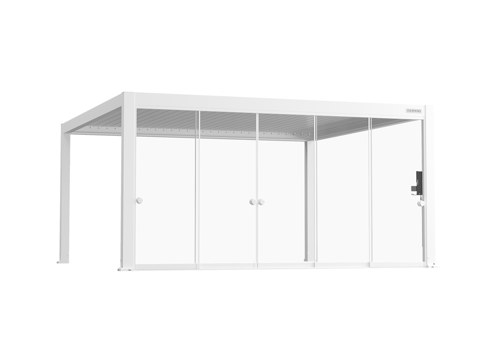 Glass Doors for Gen 2 Perogla 16' Side White - 10mm Tempered Glass Enclosed Sliding Door System with 100% Aluminum Rail