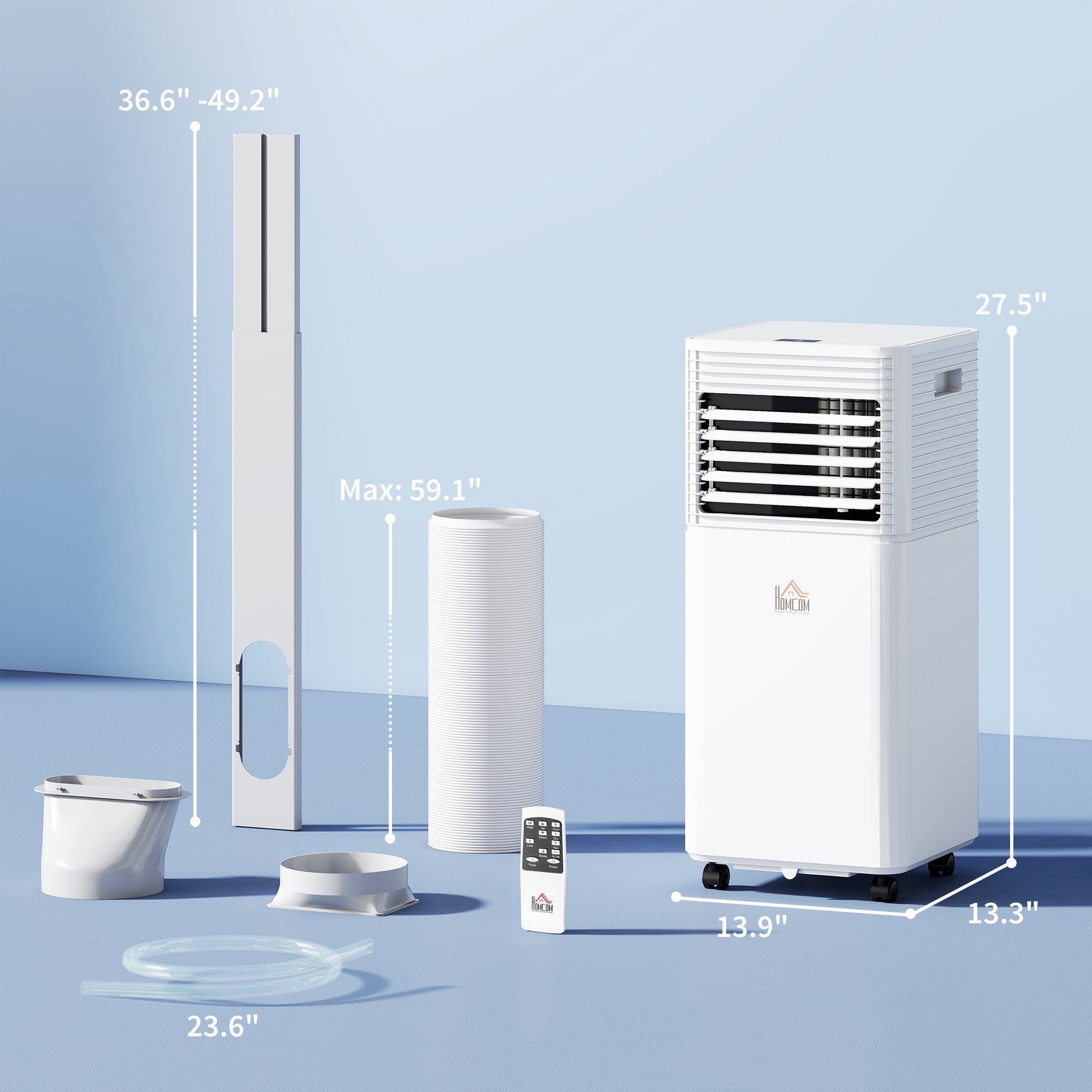 10000 BTU Mobile Air Conditioner for Cooling and Dehumidifying, Remote Control, 24H Timer, LED Display, White