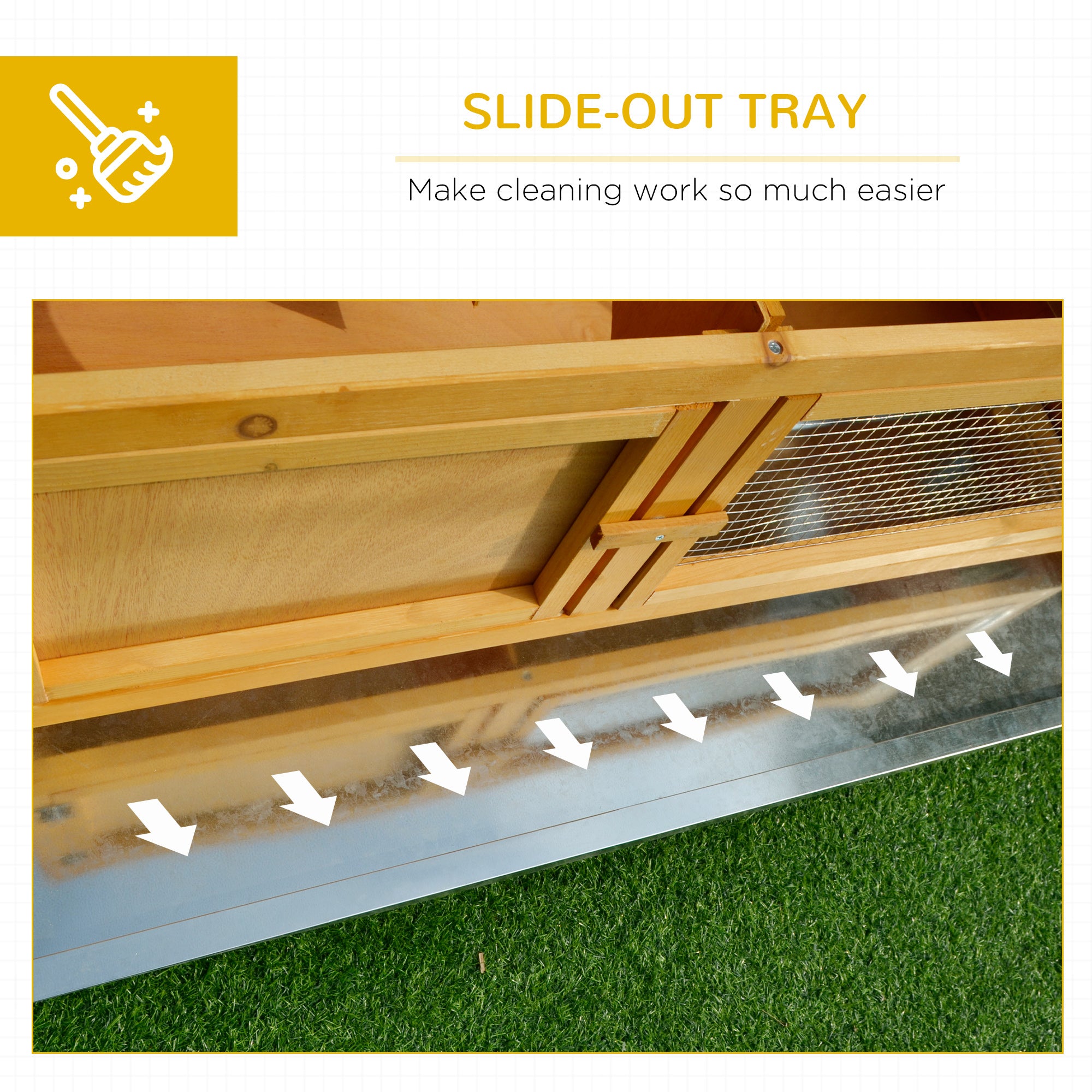Wooden Rabbit Hutch Bunny Cage with Openable Waterproof Roof, No Leak Tray Solid Fir Wood Build for Rabbits, Chickens, Ducks, Indoor/Outdoor