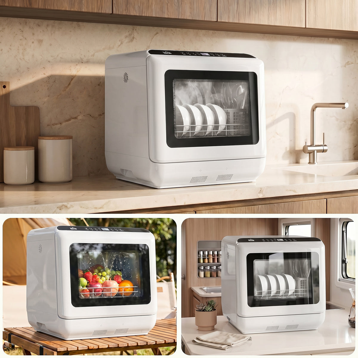 Countertop Dishwasher, Portable Mini Dishwasher with 1.6 Gal Built-in Water Tank, 5 Washing Programs, Air-Dry Function