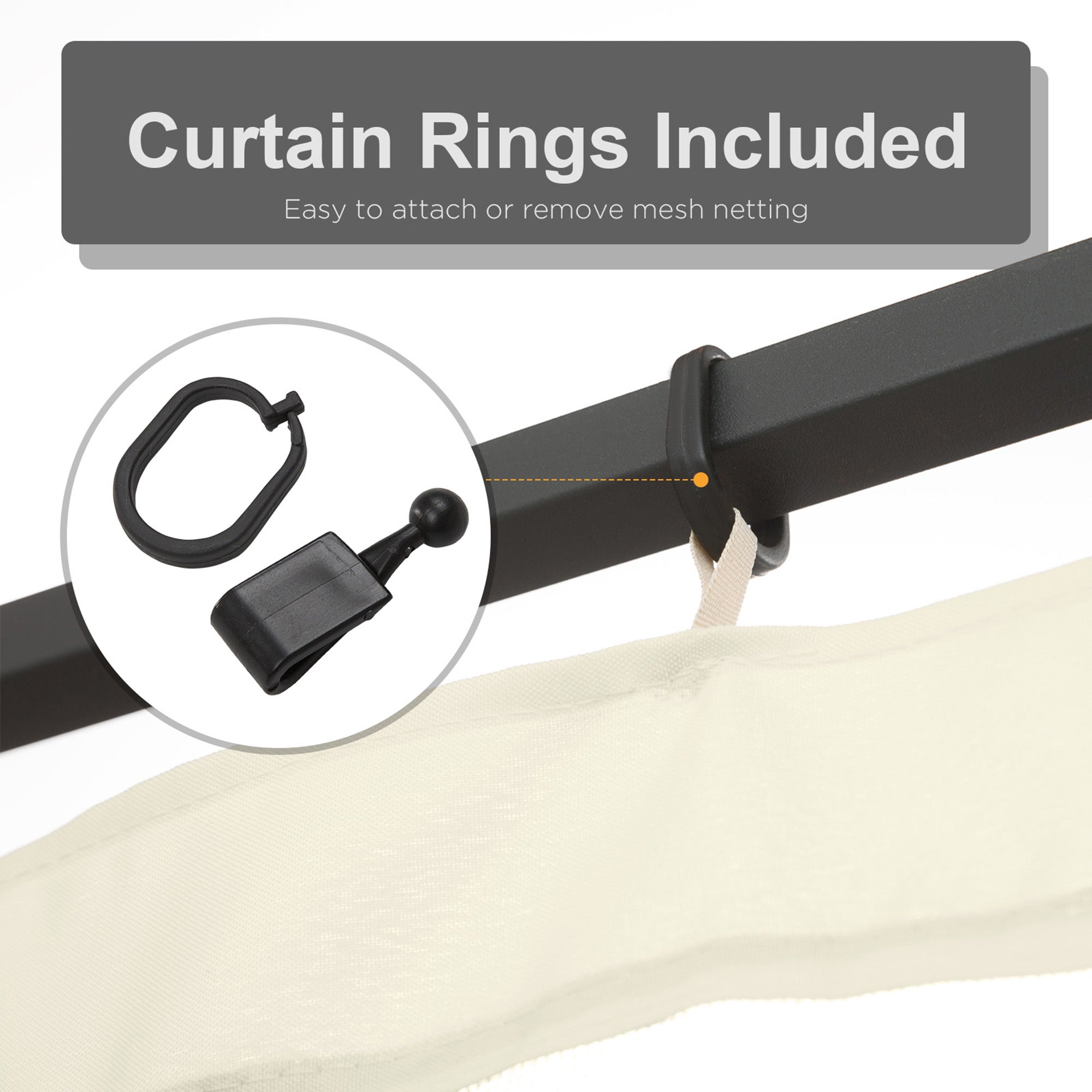Replacement Mesh Sidewall Netting for 12' x 12' Gazebos and Canopy Tents with Zippers, (Sidewall Only) Cream