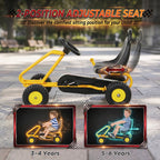 Go Kart for Kids, 4 Wheel Pedal Go Cart with Adjustable Seat, Safety Hand Brake for Boys Girls 3-6 Years, Yellow