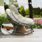 Outdoor Rocking Chair Patio Set of 2, Oversized Rocking Papasan Chairs with Cushions for Garden Porch, 265 lbs., Beige