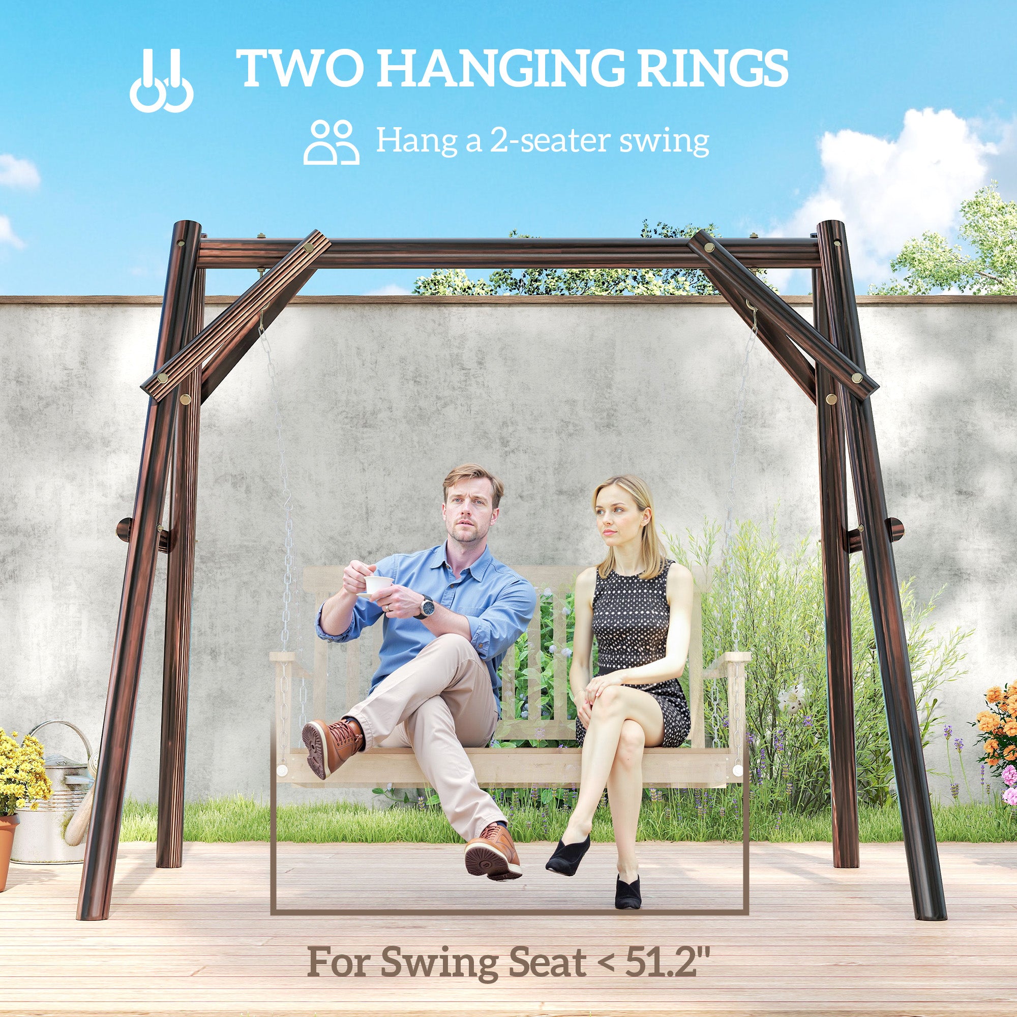660 lbs Porch Swing Frame, A-Frame Hanging Chair Stand Only for DIY Painting, Swing Chair Stand for Backyard, Patio