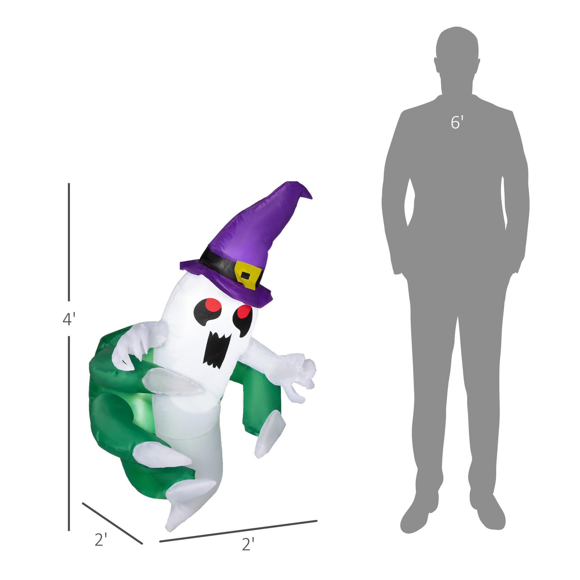 3.9ft Inflatable Halloween Window Sticker Ghost, Blow Up LED Display for Garden Indoor Outdoor