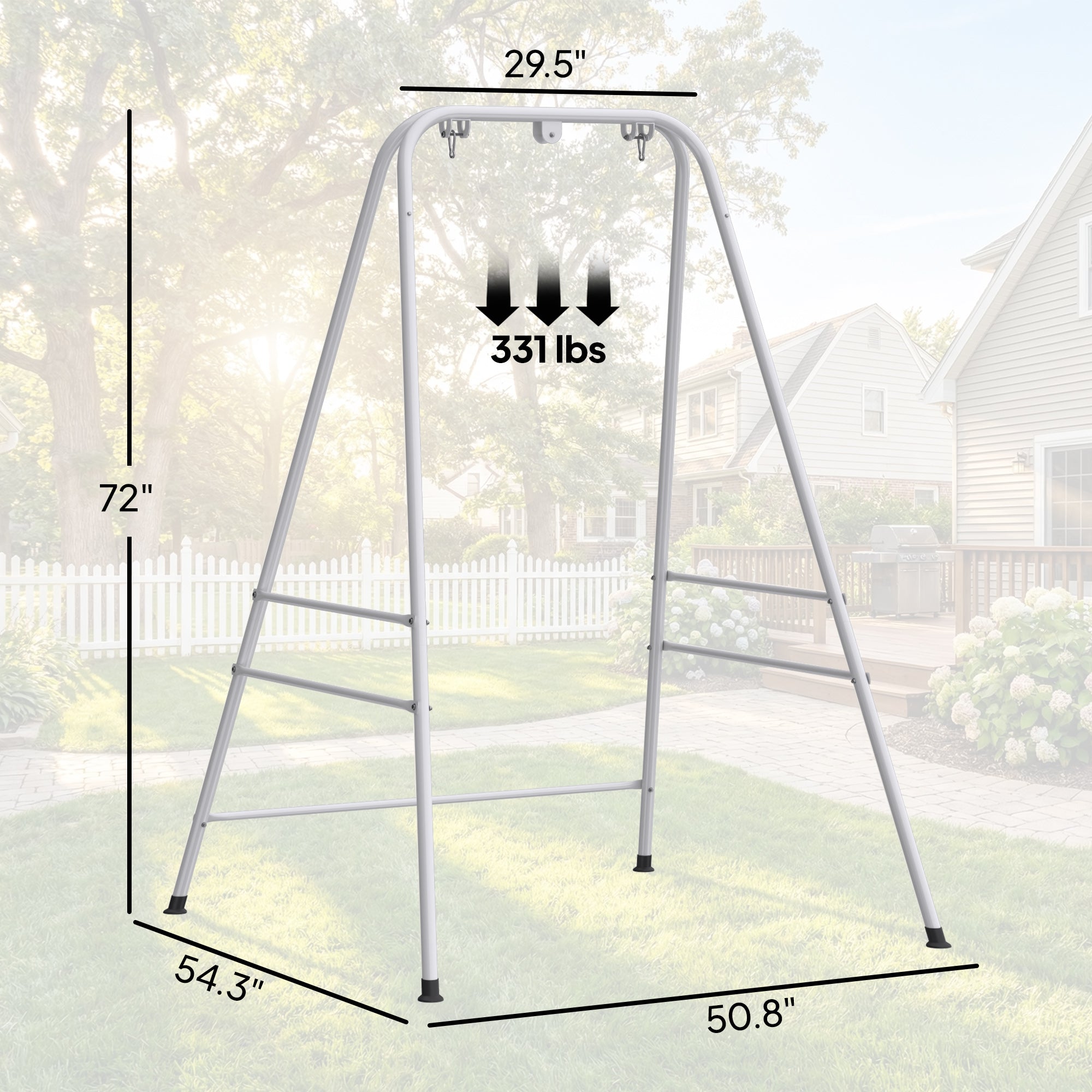 Hammock Chair Stand Indoor and Outdoor Use with Anti-Slip Foot Pads, 2 Carabiners, White