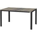 Patio Table for 6 with Aluminum Frame, Faux Wood Tabletop, Rectangular Outdoor Table for Backyard, Lawn, Balcony, Gray