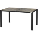 Patio Table for 6 with Aluminum Frame, Faux Wood Tabletop, Rectangular Outdoor Table for Backyard, Lawn, Balcony, Gray