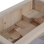 2-Level Hamster Cage Mice and Rat House, Small Animal Habitat for Guinea Pigs, Chinchillas with Openable Top, Front Door, Shelf and Ladder, Natural