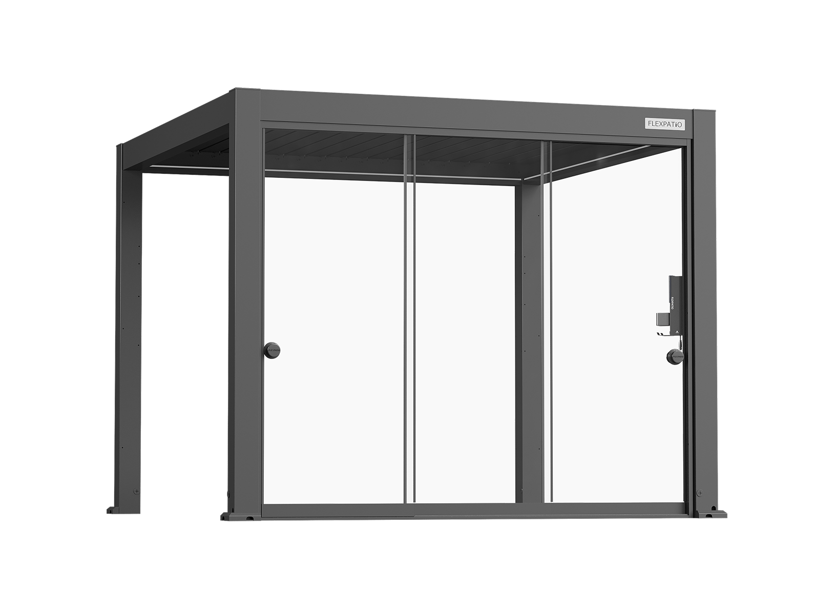 Glass Doors for Gen 2 Perogla – 10' Side 10mm Tempered Sliding Glass Door System Gray with 100% Aluminum Rails