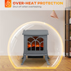 Electric Fireplace Heater, Freestanding Fireplace Stove with Realistic Logs and Flame Effect, 750W/1500W, Gray