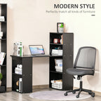 Computer Desk with 6-Tier Storage Shelves, Writing Desk Workstation with Bookshelf for Home Office, Black