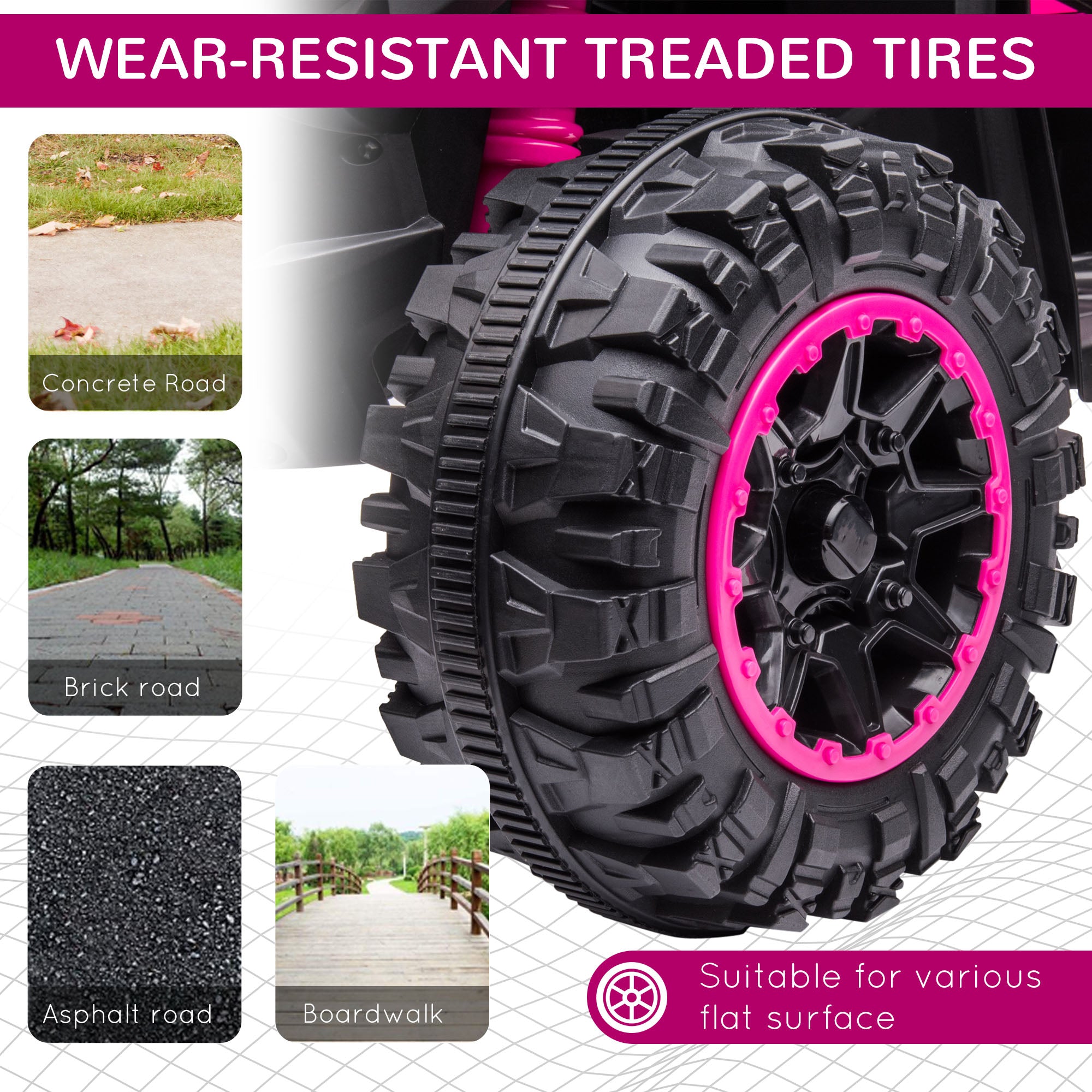 Kids ATV 4 Wheeler, 12V Kids Ride On Toy with Dual Motors, High & Low Speed, Music, Headlights, Up to 3.7 MPH, Pink