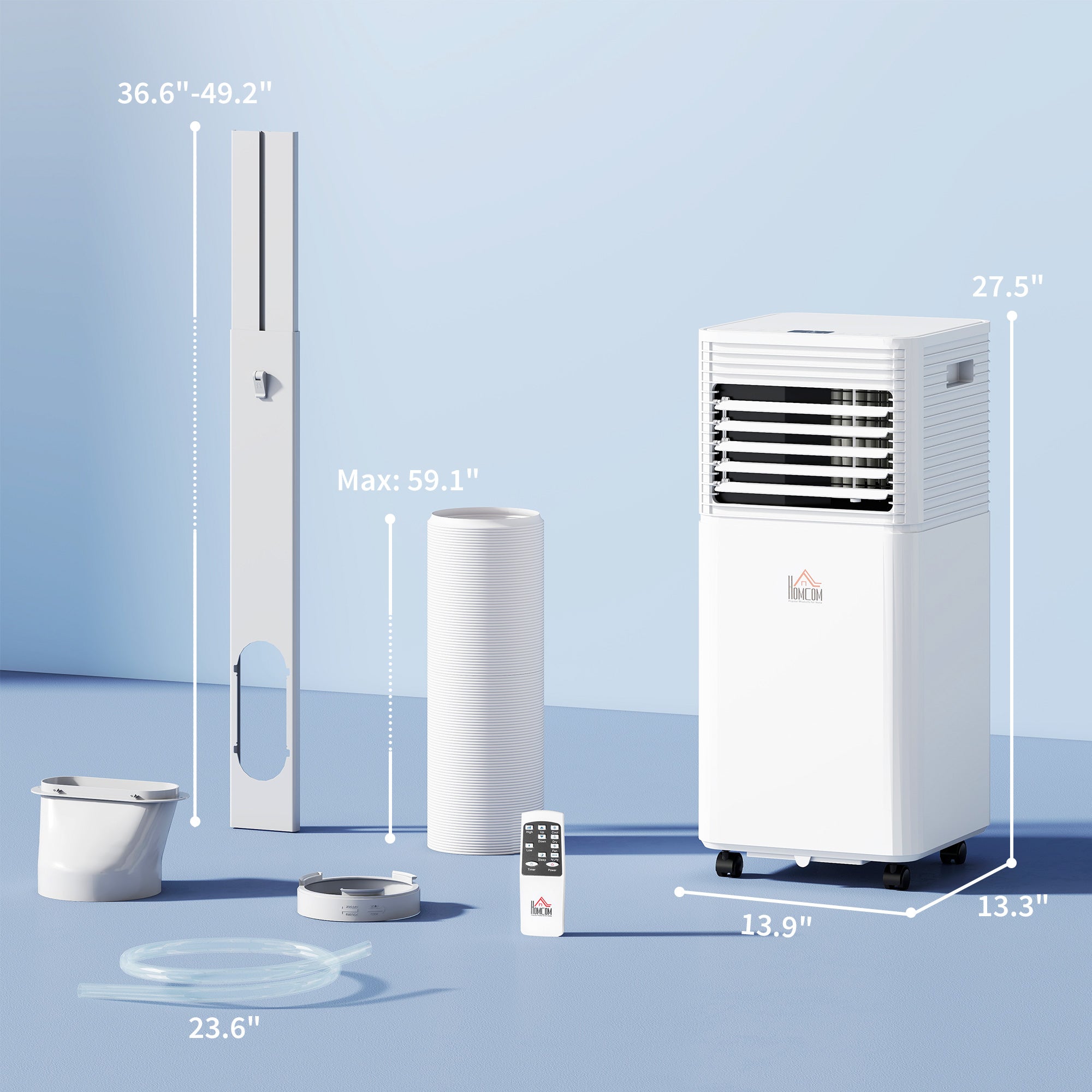 8000 BTU Mobile Air Conditioner for Cooling and Dehumidifying, Remote Control, 24H Timer, LED Display, White