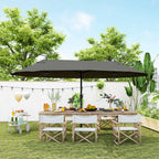 Extra Large 15 ft Patio Umbrella, Double-Sided Wide Outdoor Umbrella with Crank Handle and Air Vents for Backyard, Deck, Pool, Market, Gray