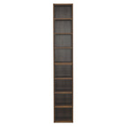 8-Tier Slim Media Tower Rack with Adjustable Shelves, Anti-Tip Hardware, Tall Narrow Bookcase for Compact Room, 11.5" L x 9.5" W x 71" H, Walnut