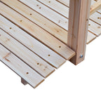 5 ft Wooden Garden Bridge Arc Footbridge with Railings for your Backyard, Natural Wood