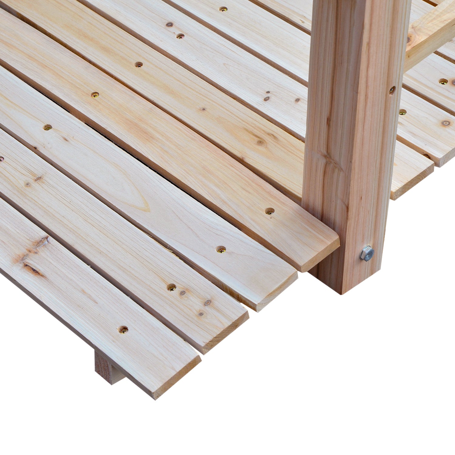 5 ft Wooden Garden Bridge Arc Footbridge with Railings for your Backyard, Natural Wood