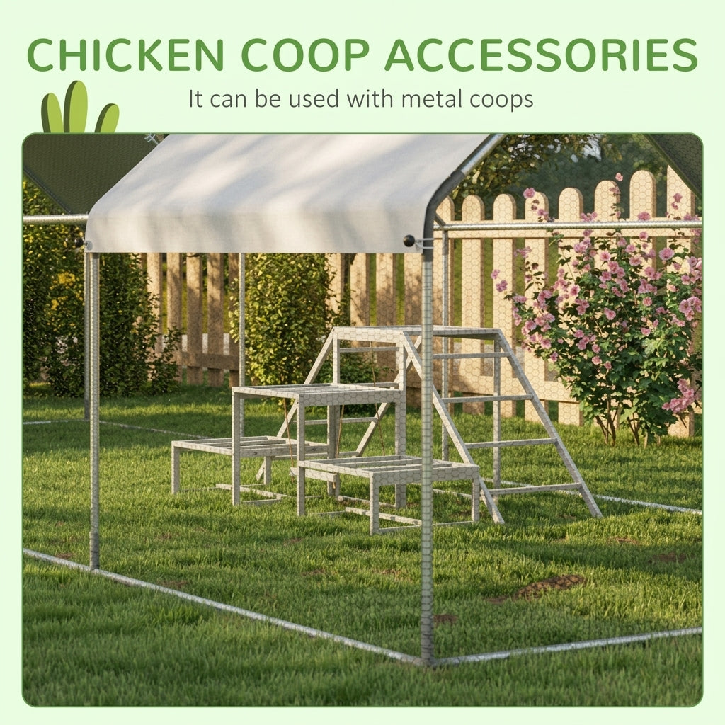 Chicken Roost Toys for Chickens Hens, Coop Accessories with Wood Stand, Ladder Platforms, for 10-15 Chickens