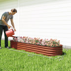 7.9' x 2' x 1' Galvanized Raised Garden Bed Kit, Metal Planter Box with Safety Edging, Brown