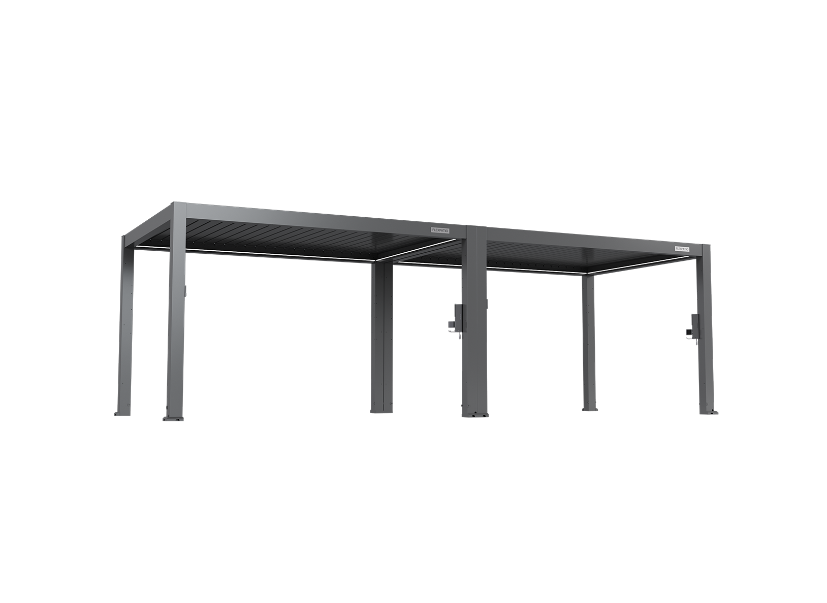 POWER+ PRO Gen 2 Motorized Pergola - 10' x 26' Gray, 6063-T5 Aluminum, Motorized Louvers & LED Lighting