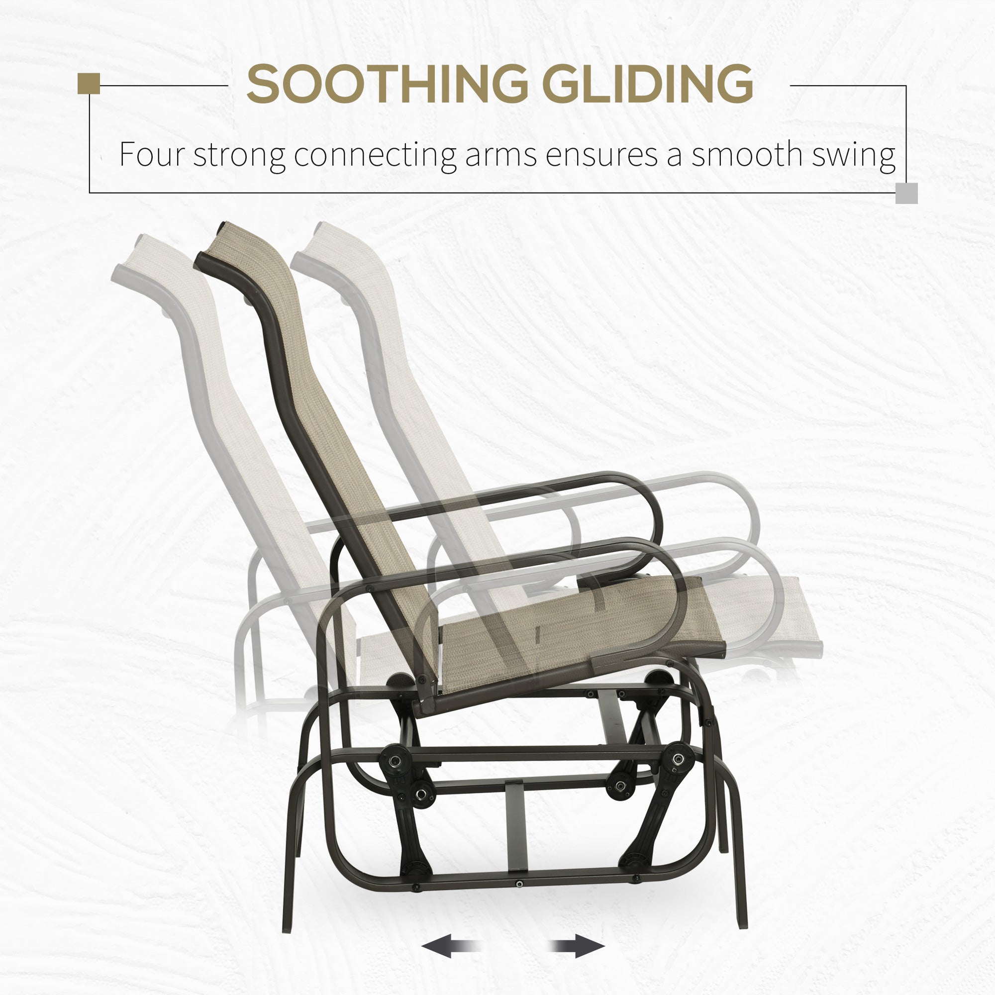 Gliding Lounger Chair, Single Rocker with Lightweight Metal & Mesh Construction, Tan