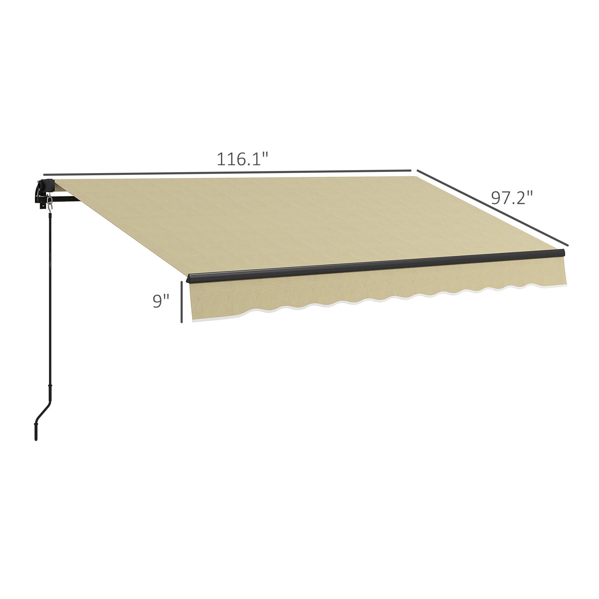 10' x 8' Retractable Awning, 280gsm UV Resistant Sunshade Shelter for Deck, Balcony, Yard, Beige