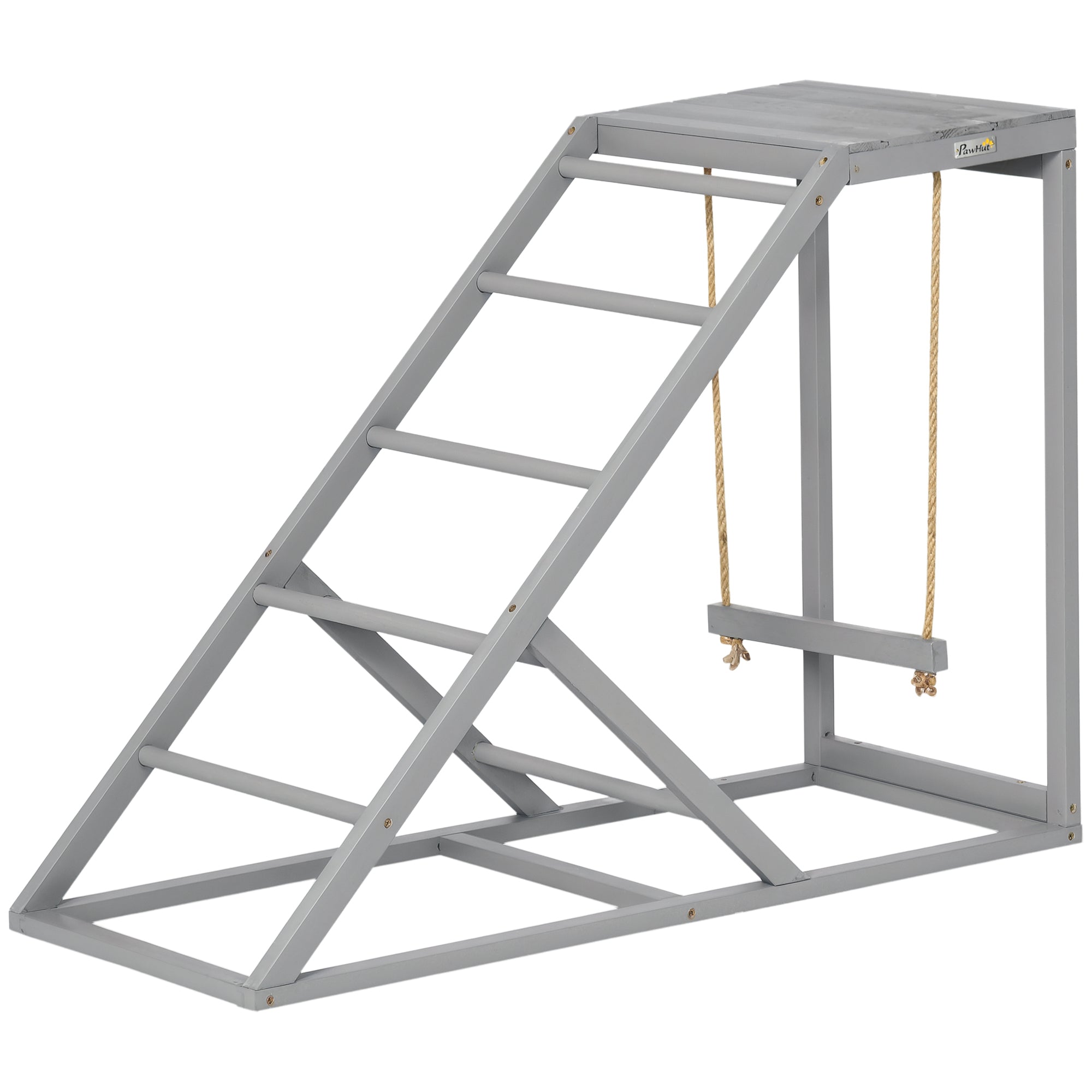 Chicken Activity Play for Healthy & Happy Animals, Swing Set with Chicken Perches & Hen Ladder, Chicken Coop Toy, Gray
