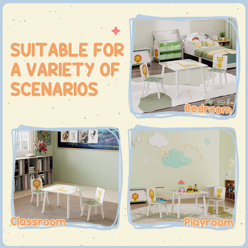 3-Piece Kids Toddler Table and Chair Set Furniture for Boys and Girls Aged 3-8, Bedroom, Nursery, Playroom, Green