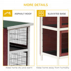 54" 2-Story Weatherproof Stackable Elevated Wooden Rabbit Hutch with Enclosed Run and Pull-Out Trays