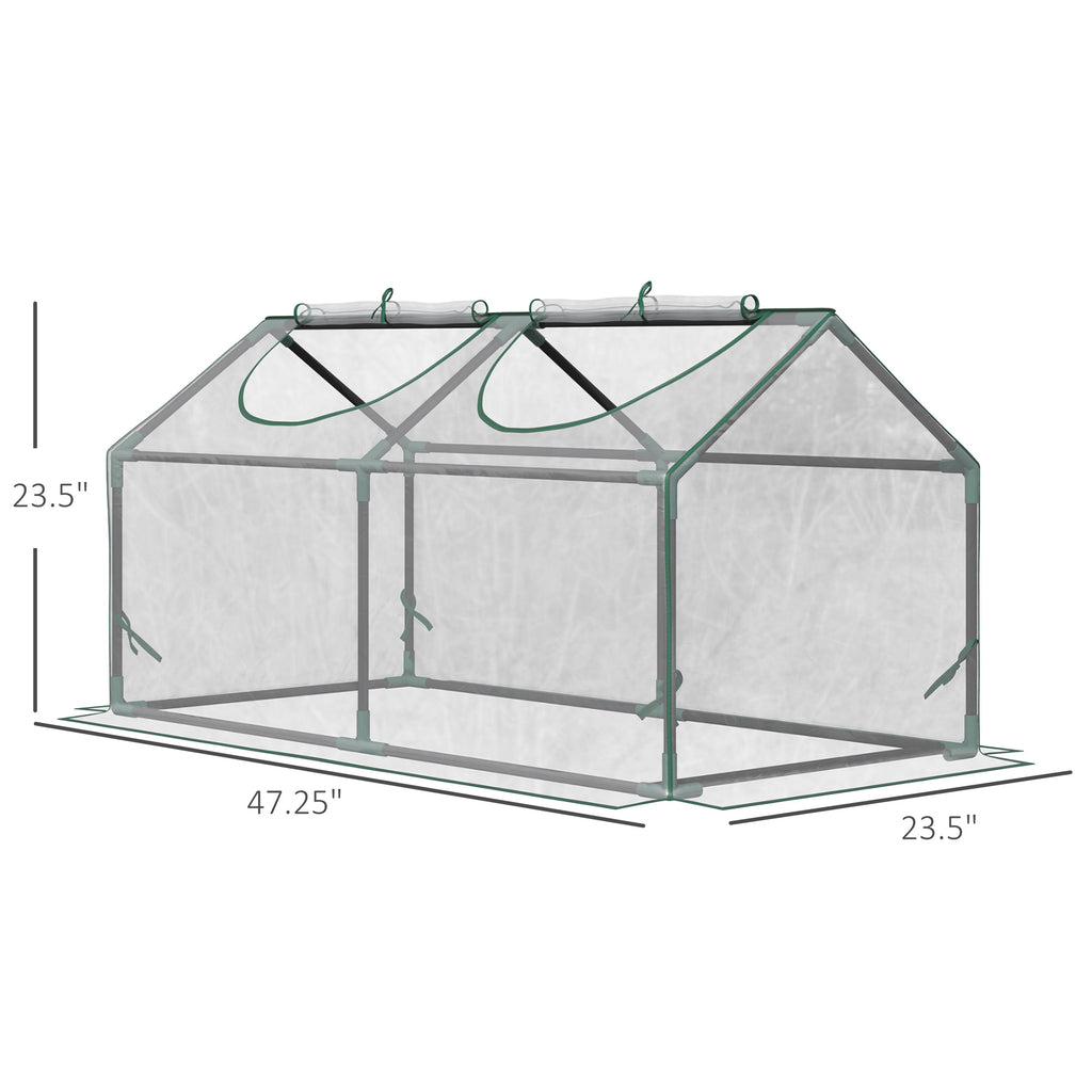4' x 2' x 2' Portable Mini Greenhouse, Small Green House with PVC Cover, Roll-up Zippered Windows for Indoor, Outdoor Garden, Clear