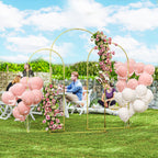 Metal Arch Backdrop Stand Set of 3, 7/6.5/6 ft Wedding Arch Frame, Balloon Backdrop Arch Stand Set for Birthday Party, Bridal Shower, Graduation, Ceremony, Banquet Decorations, Gold