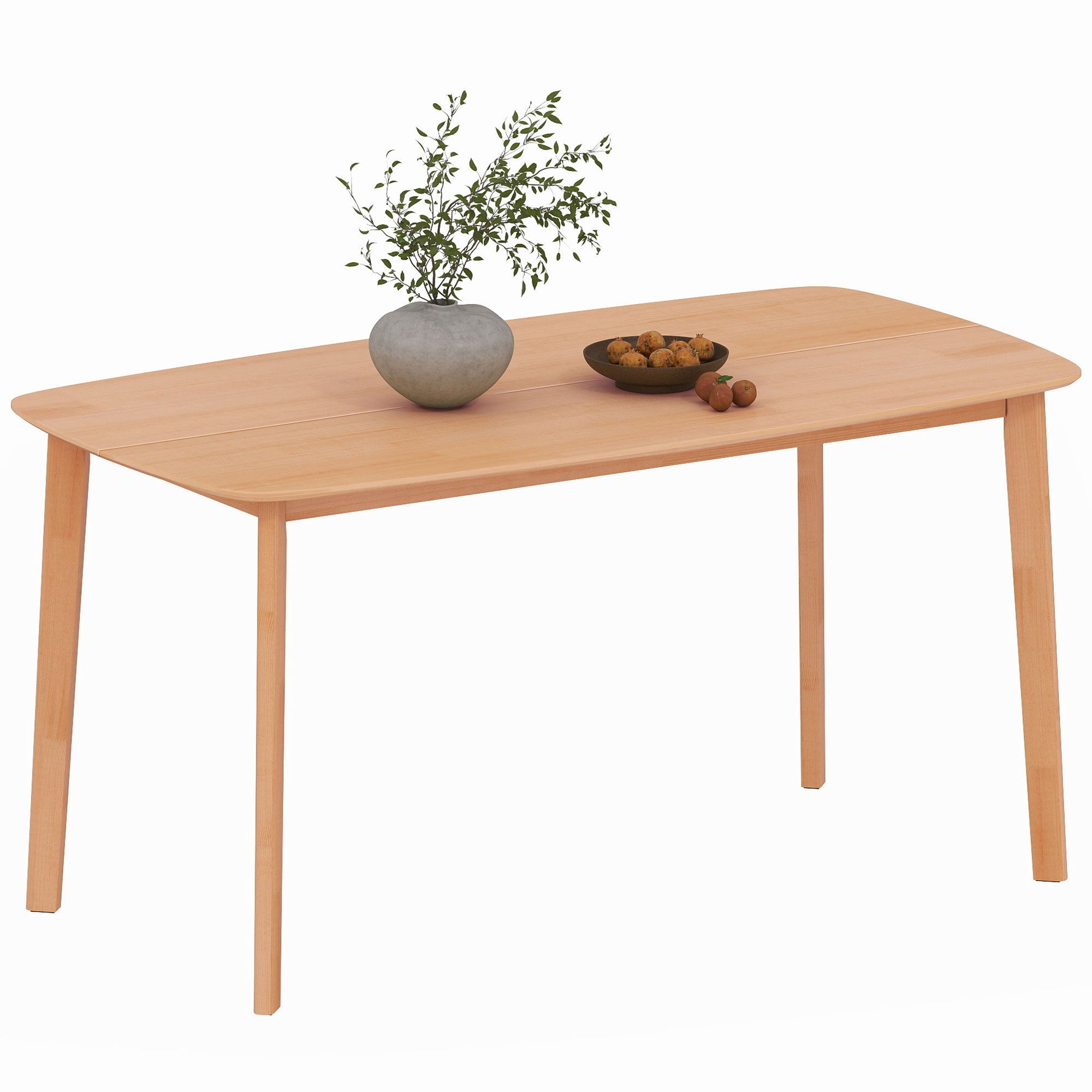 Pine Wood Dining Table for 6, 59" Rustic Rectangular Kitchen Table with Large Tabletop for Dining Room, Natural