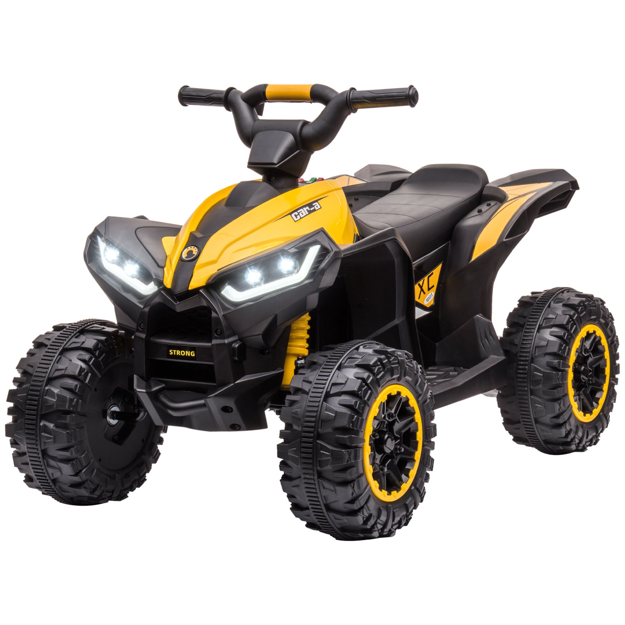12V Kids ATV Quad Car with Forward & Backward Function, Four Wheeler for Kids with Wear-Resistant Wheels, Music, Electric Ride-on ATV for Toddlers Ages 3+ Years Old, Yellow