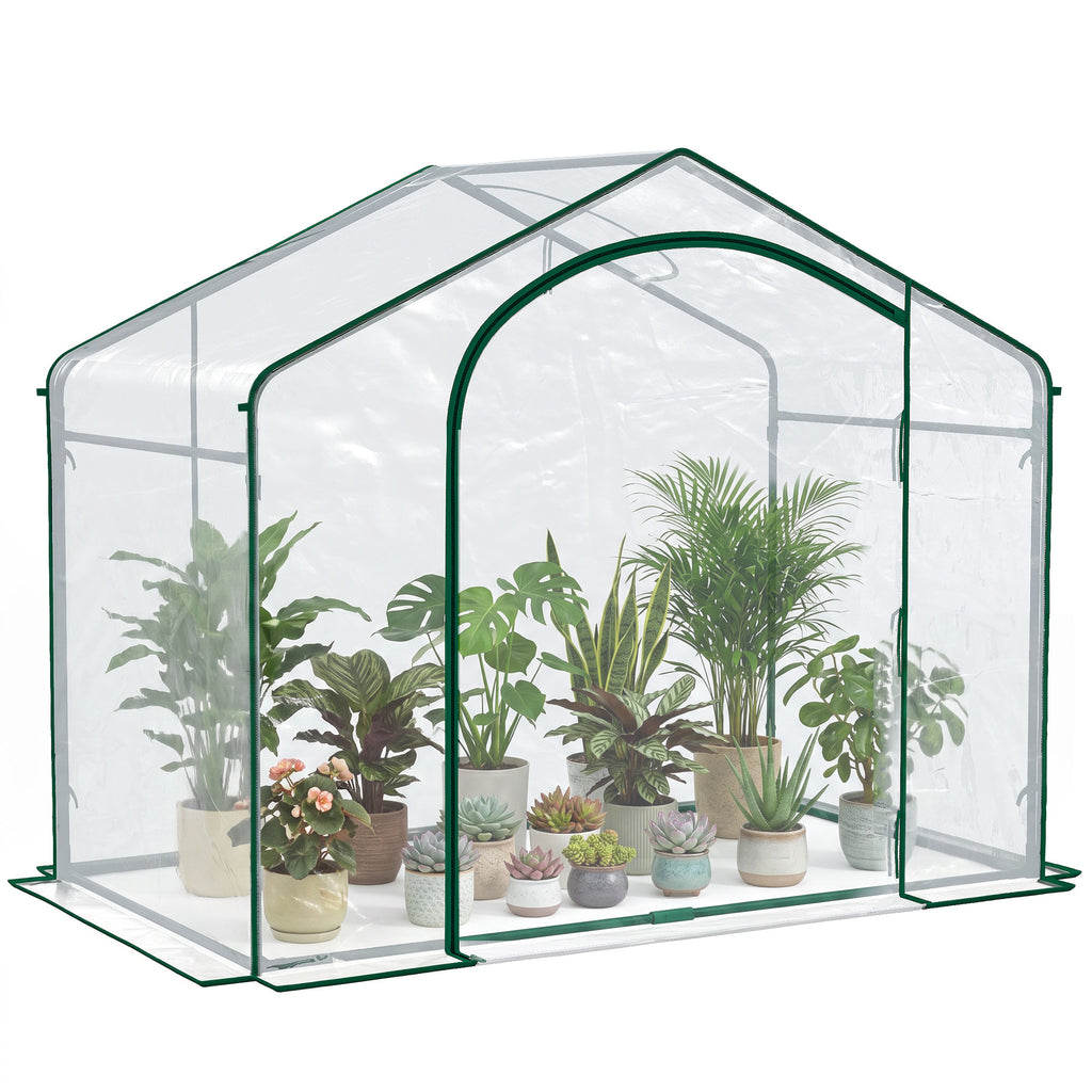 6' x 3' x 5' Portable Walk-in Greenhouse, Plastic Cover, Steel Frame Garden Hot House, Zipper Door, Top Vent for Flowers, Vegetables, Saplings, Tropical Plants, Clear