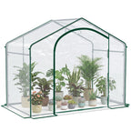 6' x 3' x 5' Portable Walk-in Greenhouse, Plastic Cover, Steel Frame Garden Hot House, Zipper Door, Top Vent for Flowers, Vegetables, Saplings, Tropical Plants, Clear