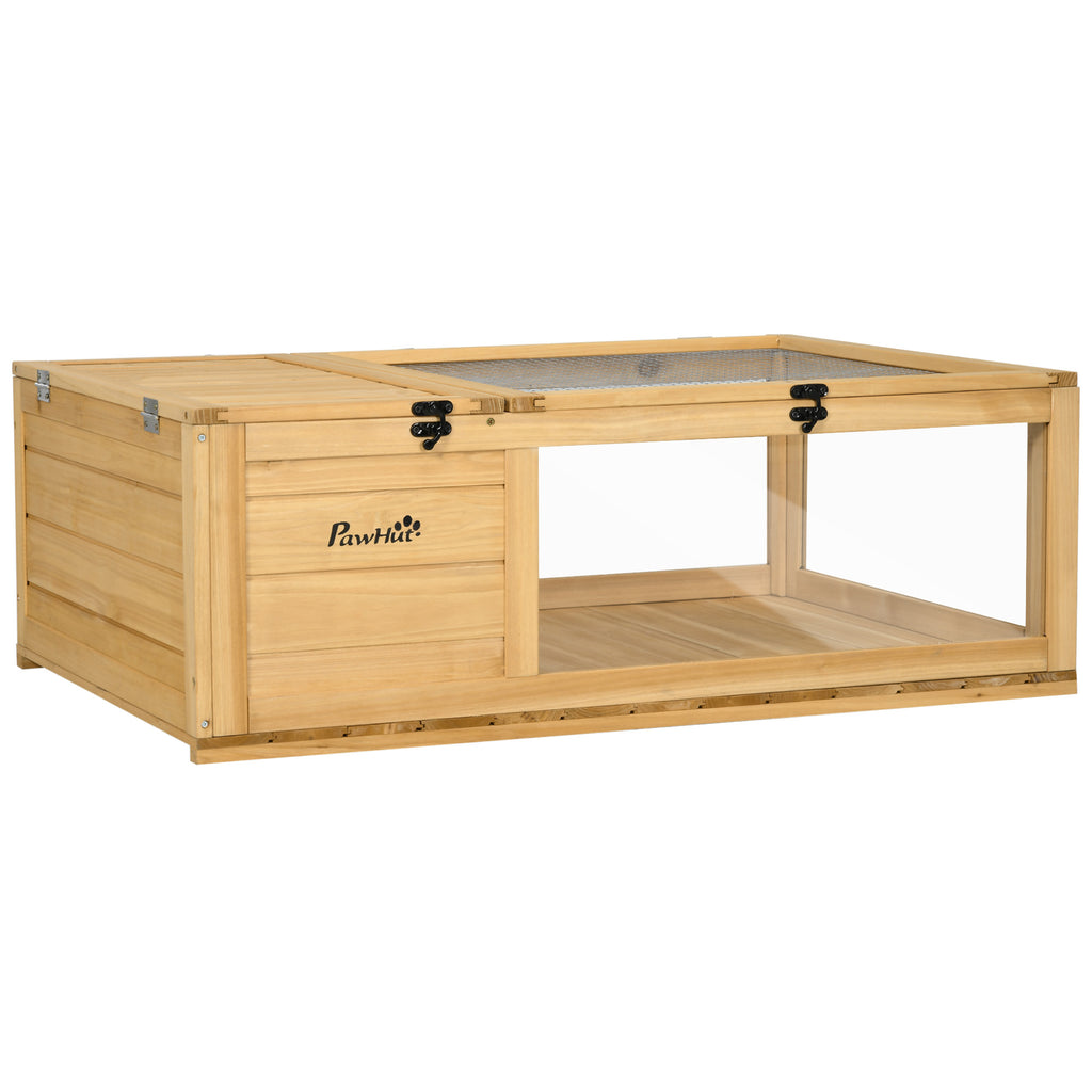Wooden Reptile Cage with Top Access for Turtles, Lizards, Snakes, Yellow