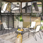 Set of 4 Outdoor Dining Chairs, Stackable Patio Chairs with High Back, Breathable Mesh Seat for Garden Lawn, Beige