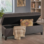 Storage Ottoman with Birch Legs, Hand-Tufted Fabric, 50" L x 20.5" W x 18.25" H, Spot Clean, Gray