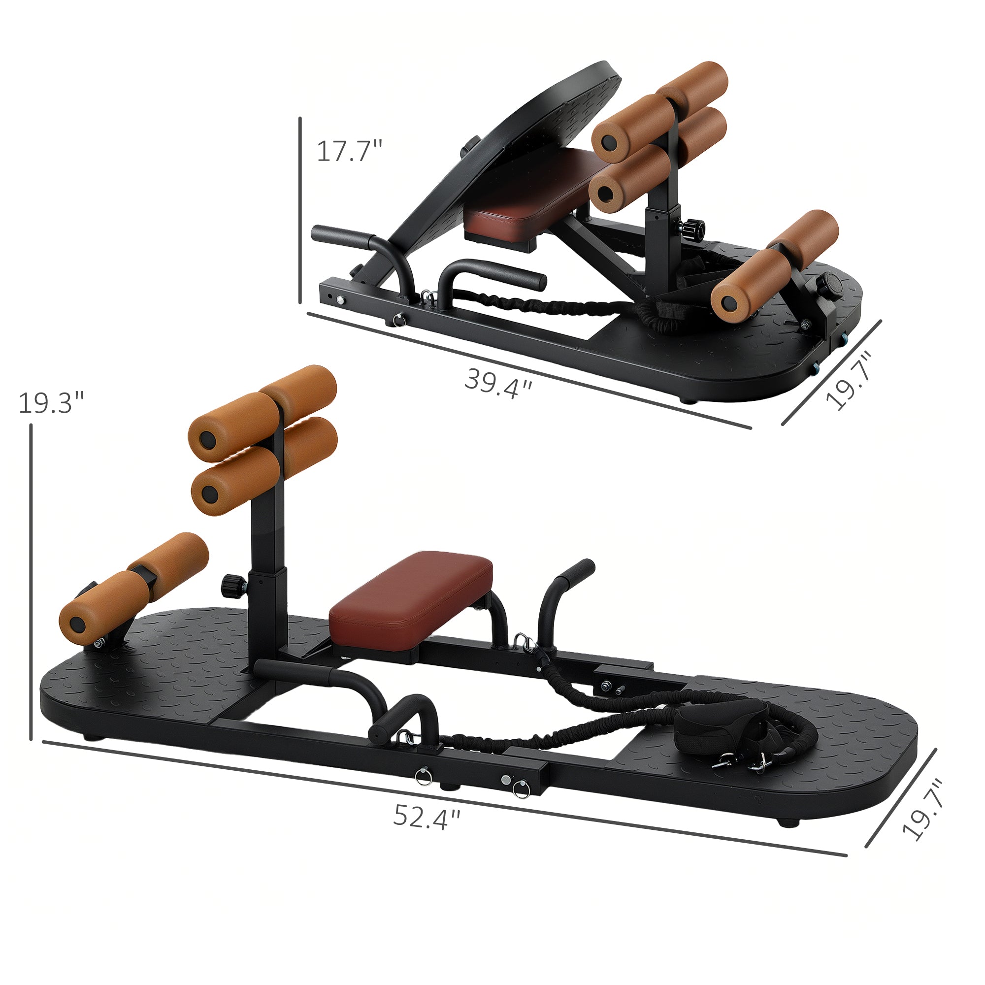 Foldable Sissy Squat Machine, Hip Thrust Machine with Push Up Stand, Multipurpose Glute Workout Equipment, Black