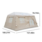 Modern Camping Tent with Quick-Inflate 2-Room Design, 4-Season Waterproof Family Tent with Hand Pump, 157.5″ L x 108″ W x 78.5″ H, Beige