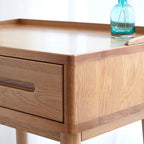 Compact Makeup Vanity Table with Storage Drawer, Assembled Nightstand with Desktop for Bedroom, 23.5″ L x 15.5″ W x 30.5″ H, Oak