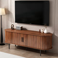 55" Modern TV Stand with Storage Compartment and Sliding Door, Gaming Entertainment Center with Cabinet, 55" L x 16" W x 21.5" H, Walnut