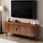 55" Modern TV Stand with Storage Compartment and Sliding Door, Gaming Entertainment Center with Cabinet, 55" L x 16" W x 21.5" H, Walnut