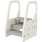 Adjustable 3 Step Toddler Tower with Handles, Non-slip Surface & Foot Pads, Gray