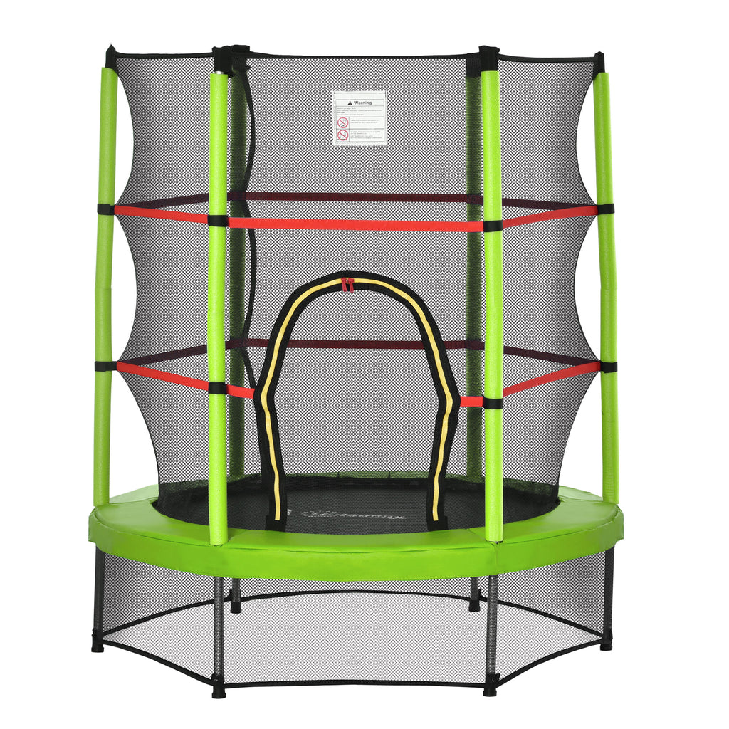 Φ5FT Kids Trampoline with Enclosure Net for Age 3 to 6 Years Green