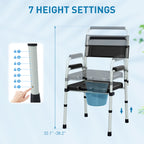 Bedside Commode Chair for Seniors, Adults, Handicap, Raised Toilet Seat with Arm, Adjustable Height, 331 lbs, Black