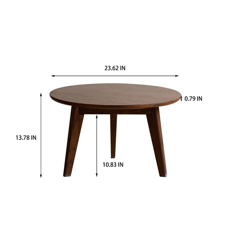 Mid Century Coffee Table with 2-Tier Design & Non-Toxic Finish, Low-Profile Side Table for Living Room, 23.5″ L x 23.5″ W x 13.5″ H, Oak