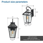 21" Outdoor Wall Lantern Light with Weather-Resistant Design, Modern Meta, Clear Glass Sconce, Easy Installation, 12" L x 10" W x 21" H, Black