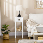 2-Tier Nightstand, Side Table with Drawer and Shelf for Living Room or Bedroom, Set of 2, White